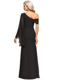 Genesis Sheath/Column Asymmetrical Floor-Length Chiffon Evening Dress With Pleated STIP0020865