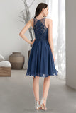 Brooklyn A-line Scoop Knee-Length Chiffon Lace Homecoming Dress With Beading STIP0020515