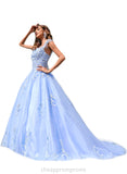 Karley Ball-Gown/Princess Sweetheart Court Train Lace Tulle Prom Dresses STIP0020979