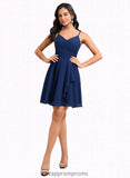 Gisselle A-line V-Neck Short Chiffon Homecoming Dress STIP0025641