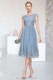 Makenzie A-line Scoop Knee-Length Lace Tulle Homecoming Dress With Sequins STIP0020579