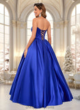 Brisa Ball-Gown/Princess Straight Floor-Length Satin Prom Dresses STIP0025831