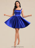 Gill A-line Square Short Satin Homecoming Dress With Bow STIP0025672