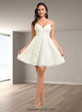 Kali A-line V-Neck Short Lace Homecoming Dress STIP0025708