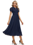 Bridget A-line Scoop Tea-Length Chiffon Cocktail Dress With Pleated STIP0020800