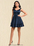 Kaya A-line V-Neck Short Satin Homecoming Dress STIP0025691