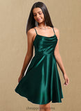 Ellie A-line Cowl Short Stretch Satin Homecoming Dress STIP0025664