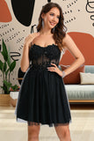 Kitty A-line Sweetheart Short/Mini Tulle Homecoming Dress With Sequins STIP0020467