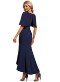 Kali Trumpet/Mermaid V-Neck Asymmetrical Stretch Crepe Evening Dress With Beading STIP0020903