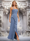 Zaria A-line Halter Floor-Length Chiffon Bridesmaid Dress STIP0025799