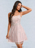 Pat A-line Scoop Mini Sequin Homecoming Dress With Sequins Beading STIP0025689