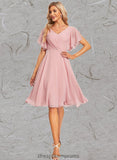 Ashtyn A-line V-Neck Knee-Length Chiffon Homecoming Dress STIP0025702