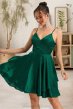 Isabel A-line V-Neck Short/Mini Silky Satin Homecoming Dress STIP0020463