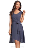 Haven A-line V-Neck Asymmetrical Chiffon Cocktail Dress STIP0020871