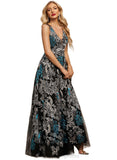 Jacqueline A-line V-Neck Floor-Length Lace Evening Dress STIP0020823