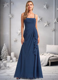 Claire A-line Square Floor-Length Chiffon Bridesmaid Dress With Ruffle STIP0025732