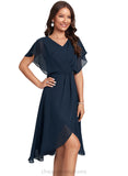 Ina A-line V-Neck Asymmetrical Chiffon Cocktail Dress STIP0020815