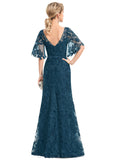 Emilee Sheath/Column Scoop Illusion Floor-Length Lace Evening Dress STIP0020948