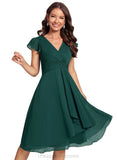 Judith A-line V-Neck Knee-Length Chiffon Cocktail Dress STIP0020779