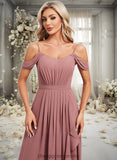 Hannah A-line Cold Shoulder Asymmetrical Chiffon Bridesmaid Dress STIP0025823