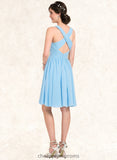 Vicky A-line V-Neck Knee-Length Chiffon Homecoming Dress With Ruffle STIP0025703