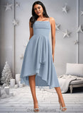 Danielle A-line Cowl Asymmetrical Chiffon Bridesmaid Dress With Ruffle STIP0025727