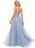 Alyvia A-line V-Neck Floor-Length Tulle Prom Dresses STIP0020869