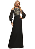 Lilyana Sheath/Column Scoop Floor-Length Chiffon Lace Evening Dress With Sequins STIP0020864