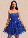 Riya A-line Straight Short Sequin Homecoming Dress STIP0025713