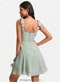 Anastasia A-line Square Short Chiffon Homecoming Dress With Bow STIP0025655