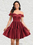 Zion Ball-Gown/Princess Off the Shoulder Short Satin Homecoming Dress STIP0025680