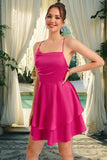 Jamya A-line Asymmetrical Short/Mini Silky Satin Homecoming Dress STIP0020481