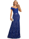 Amiah Trumpet/Mermaid Off the Shoulder Floor-Length Chiffon Lace Sequin Evening Dress STIP0020872