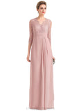 Lily Sheath/Column V-Neck Floor-Length Chiffon Lace Evening Dress STIP0020965