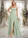 Nylah A-line Square Floor-Length Chiffon Prom Dresses With Bow STIP0025876