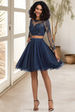 Baylee A-line Scoop Short/Mini Tulle Homecoming Dress STIP0020573