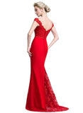 Fatima Trumpet/Mermaid Off the Shoulder Sweep Train Chiffon Lace Evening Dress With Beading Sequins STIP0020928