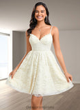 Kali A-line V-Neck Short Lace Homecoming Dress STIP0025708