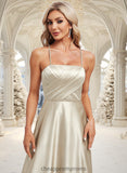 Leyla A-line Square Floor-Length Satin Bridesmaid Dress STIP0025789