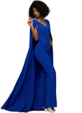 Amya Jumpsuit/Pantsuit V-Neck Floor-Length Stretch Crepe Evening Dress STIP0020953