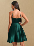 Ellie A-line Cowl Short Stretch Satin Homecoming Dress STIP0025664