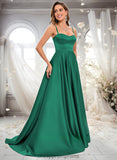 Macie A-line Sweetheart Sweep Train Satin Prom Dresses STIP0025846