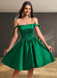 Emily Ball-Gown/Princess Straight Short Satin Homecoming Dress With Bow STIP0025645