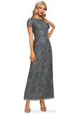 Lara A-line Boat Neck Ankle-Length Lace Evening Dress With Sequins STIP0020776