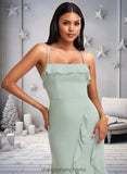 Kylie A-line Square Floor-Length Chiffon Bridesmaid Dress With Ruffle STIP0025735