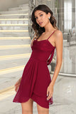 Ellen Sheath/Column V-Neck Short/Mini Jersey Sequin Homecoming Dress With Cascading Ruffles Sequins STIP0020509