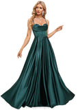 Jazlene A-line Sweetheart Floor-Length Satin Prom Dresses STIP0020969