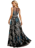 Jacqueline A-line V-Neck Floor-Length Lace Evening Dress STIP0020823