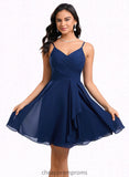 Gisselle A-line V-Neck Short Chiffon Homecoming Dress STIP0025641