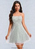 Pat A-line Scoop Mini Sequin Homecoming Dress With Sequins Beading STIP0025689